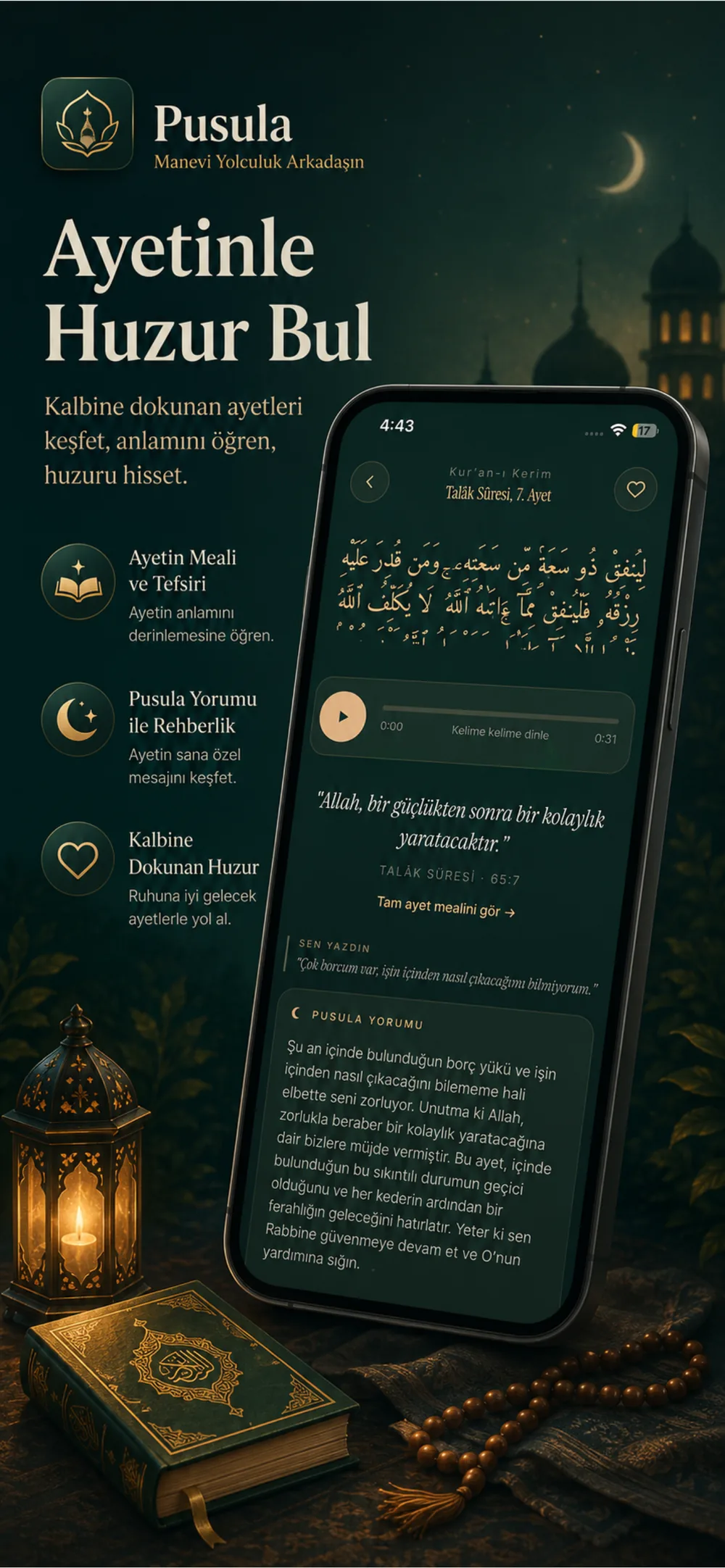 Verse and AI reflection screen in Pusula